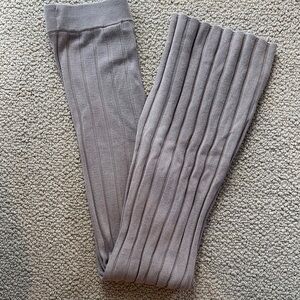 H&M XS Ribbed Knit Flare Pants in Taupe